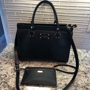 Kate Spade Black/Gold Purse with Wristlet
